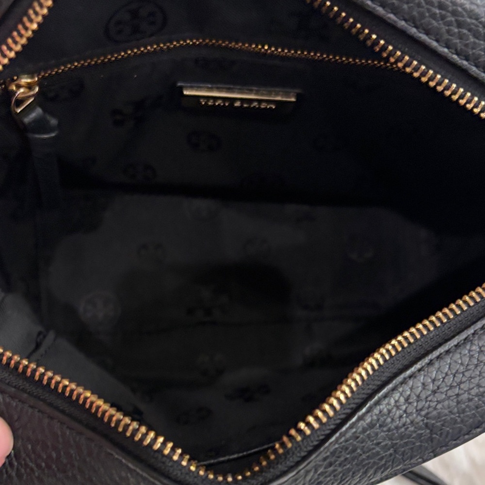 Tory Burch Black Pebbled Leather Crossbody with Tassel - Picture 8 of 17